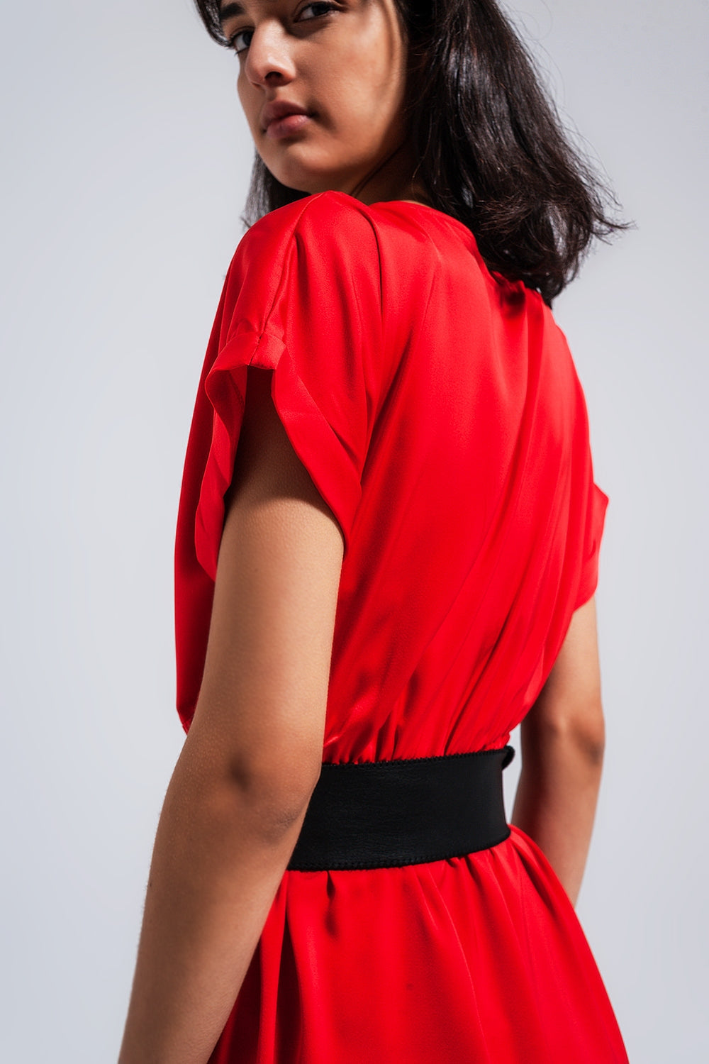 Red Satin Wrap Maxi Dress