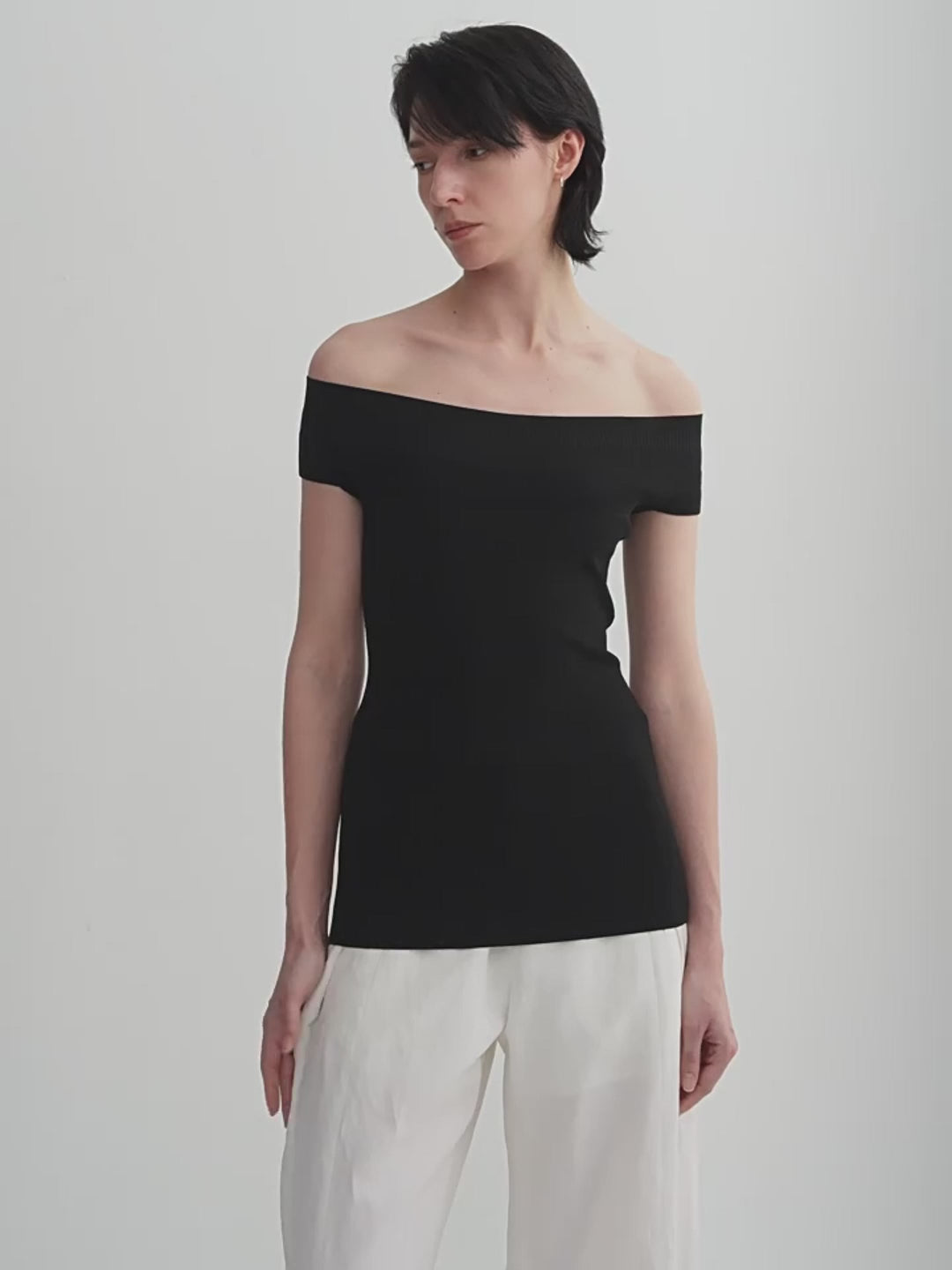 Mulberry Silk Blended One-Shoulder Strapless Elegant Knitted Summer Top