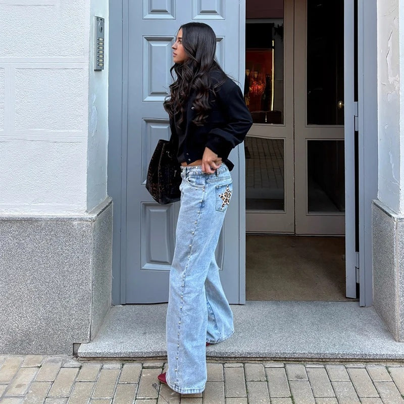 Leopard Star Deconstructed Jeans