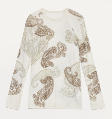 Wool Original Cashew Print Round Neck Slim Long Sleeve and Skirt"Vintage Gene"