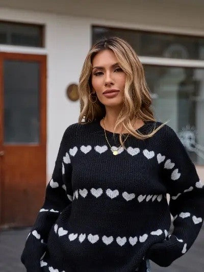 Heart Motif Knit Sweater