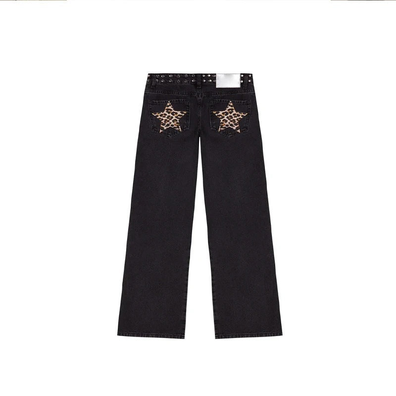Leopard Star Deconstructed Jeans
