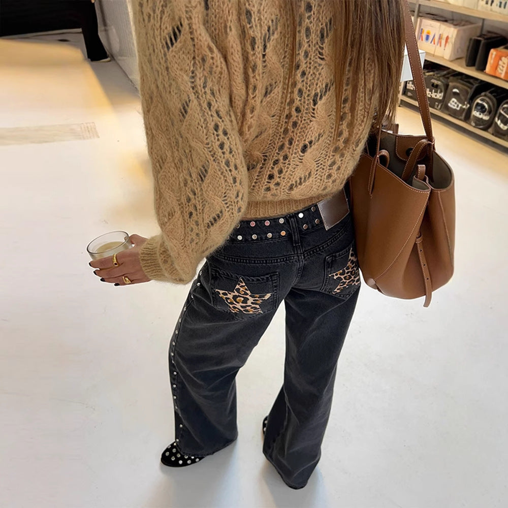 Leopard Star Deconstructed Jeans