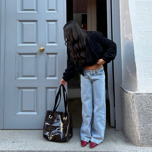 Leopard Star Deconstructed Jeans