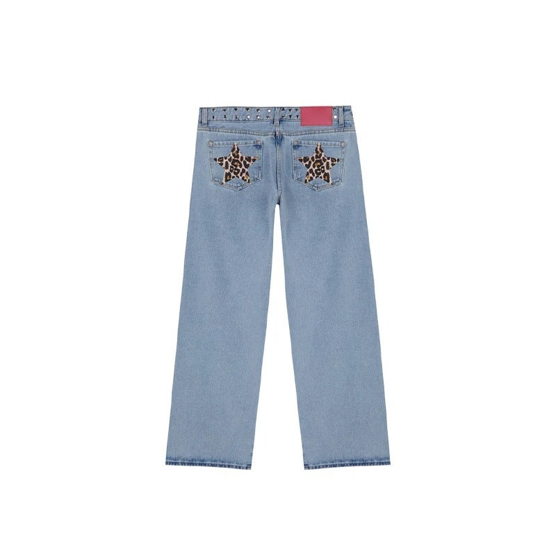 Leopard Star Deconstructed Jeans