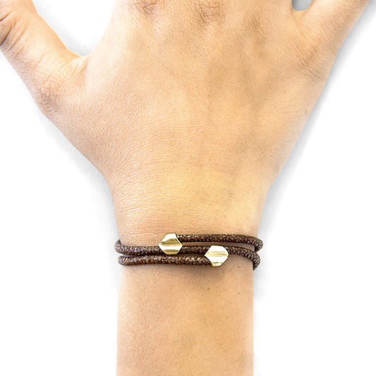 Mocha Brown Conway 9ct Yellow Gold Stingray Leather Bracelet