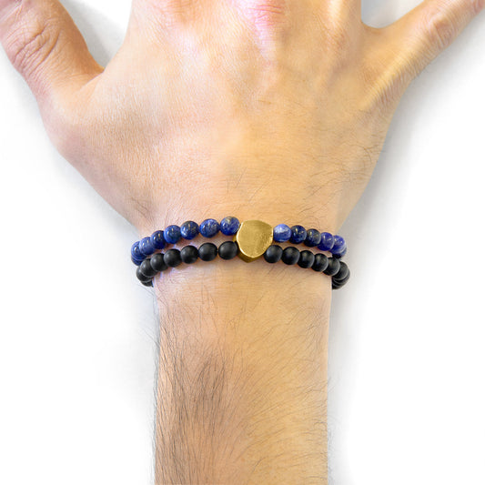 Blue Sodalite 9ct Yellow Gold & Stone Bracelet – Handcrafted in Great Britain