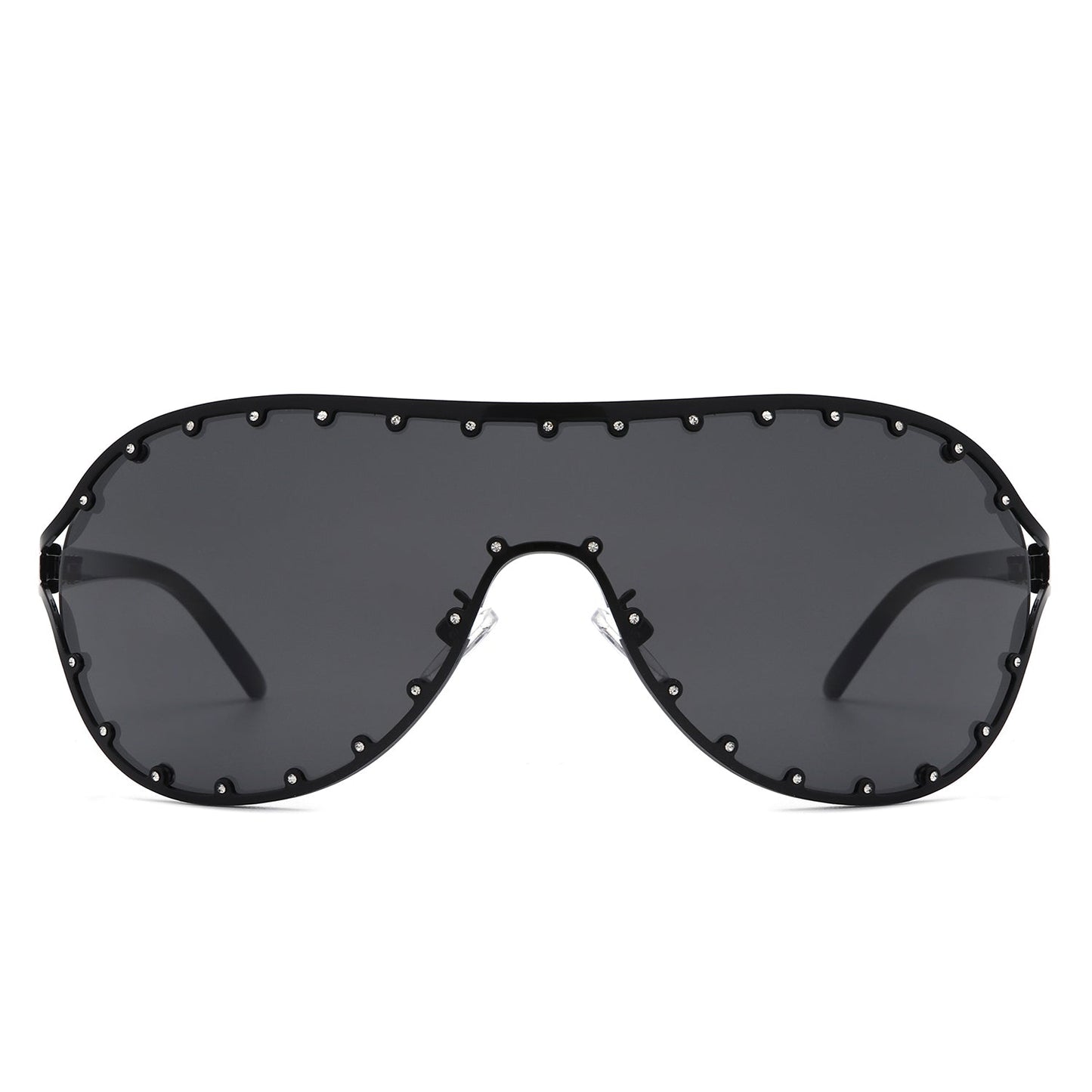 Evanesce - Oversized Aviator Rhinestone Design Sunglasses