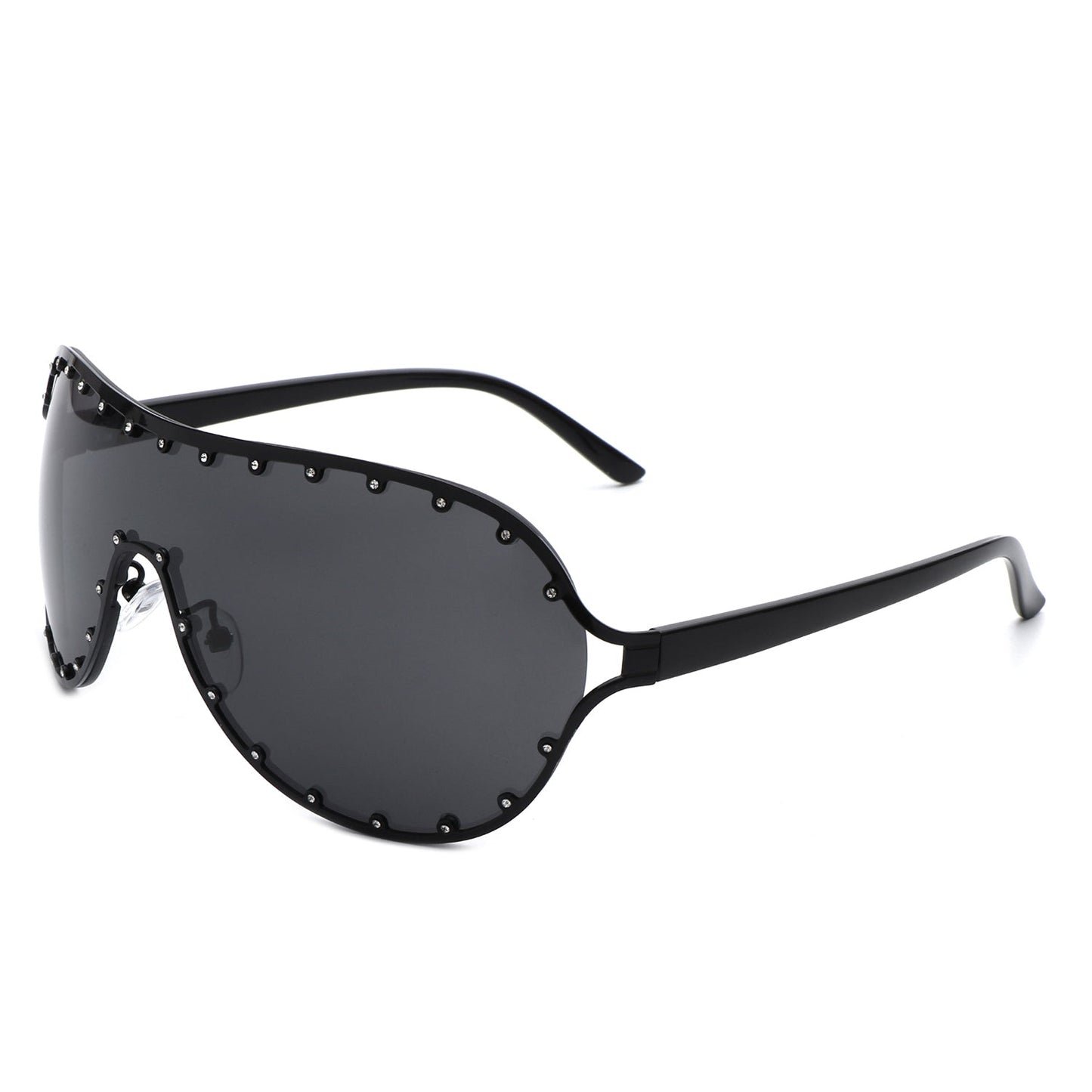 Evanesce - Oversized Aviator Rhinestone Design Sunglasses