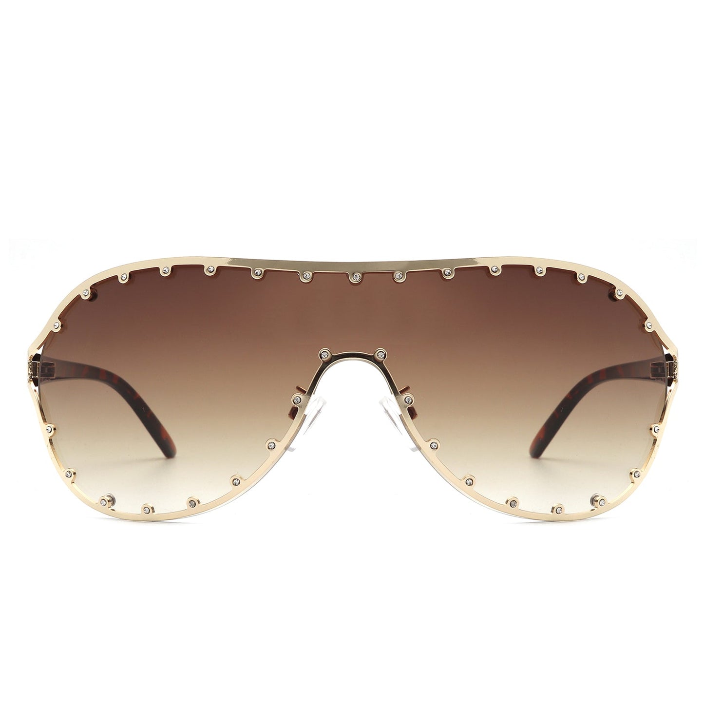Evanesce - Oversized Aviator Rhinestone Design Sunglasses