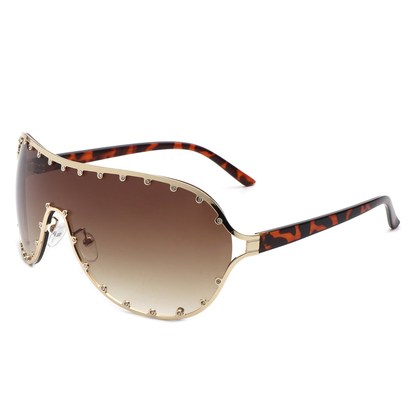 Evanesce - Oversized Aviator Rhinestone Design Sunglasses