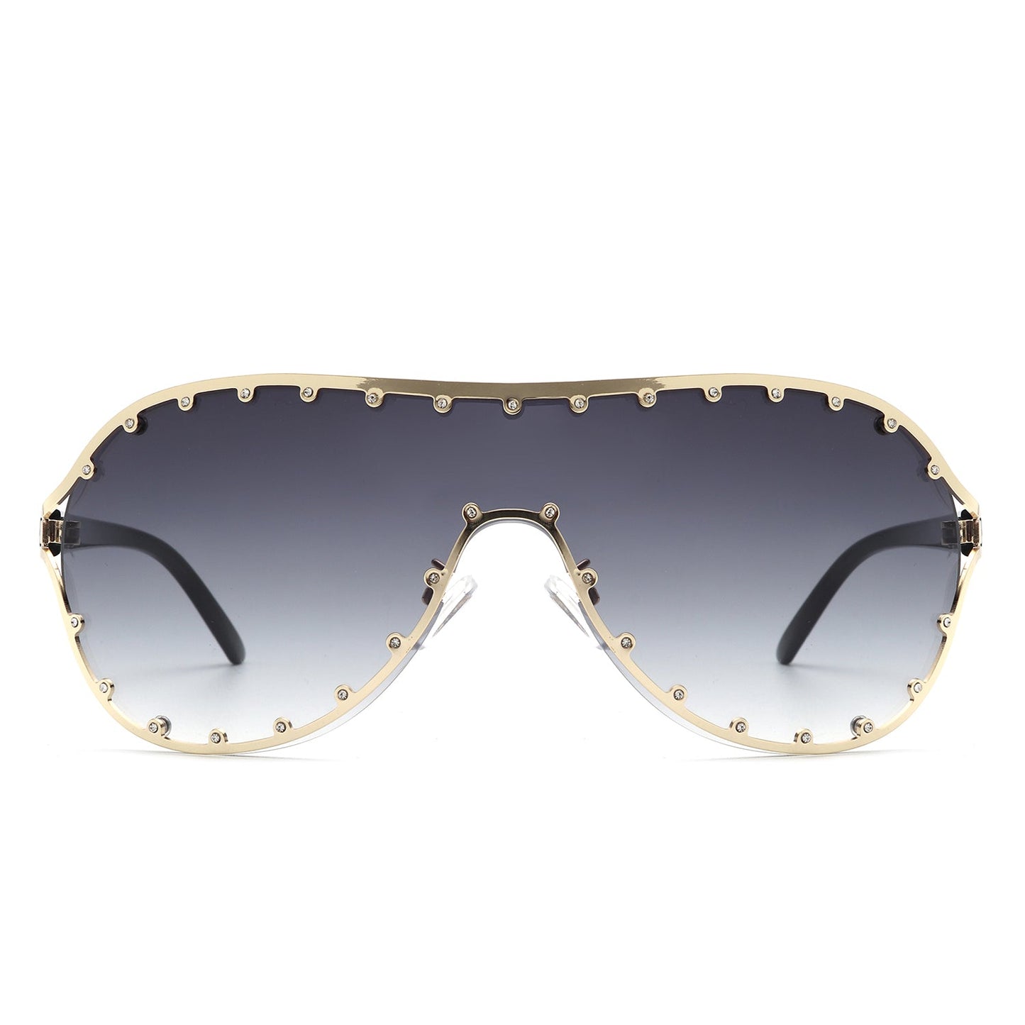 Evanesce - Oversized Aviator Rhinestone Design Sunglasses