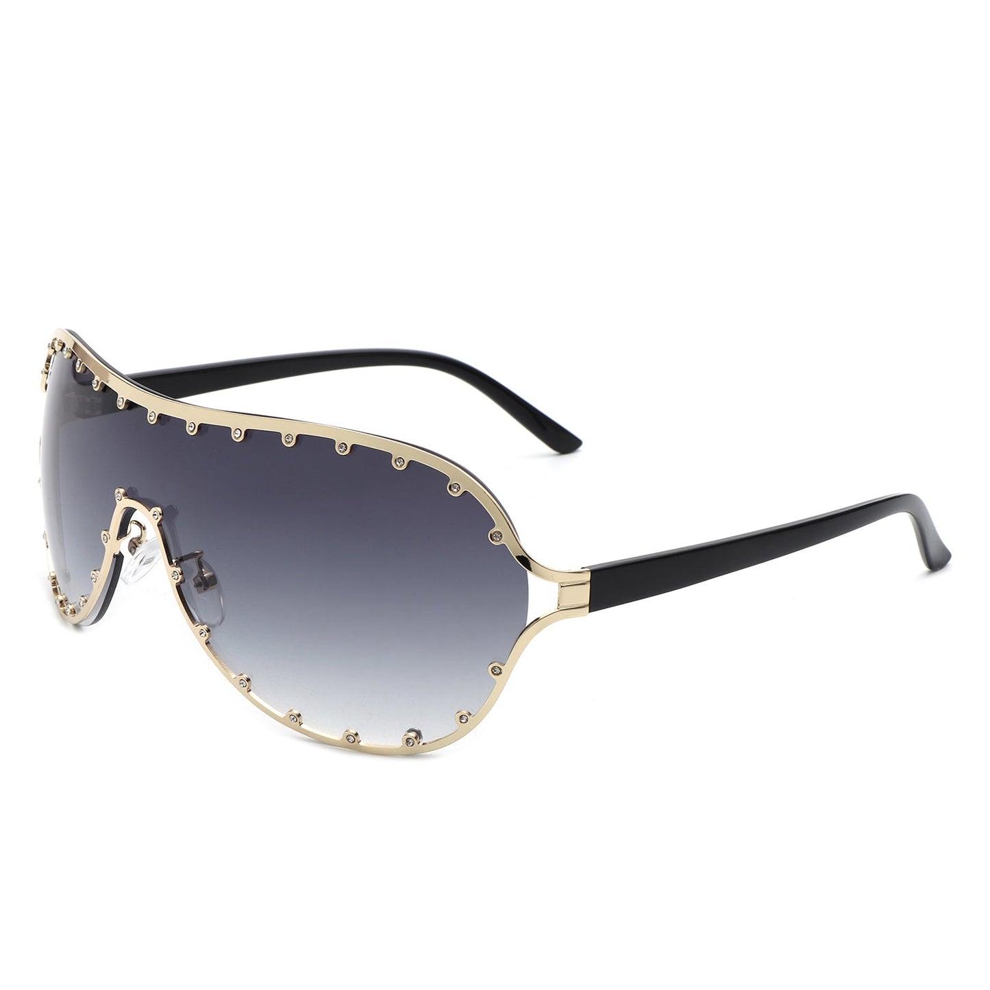 Evanesce - Oversized Aviator Rhinestone Design Sunglasses