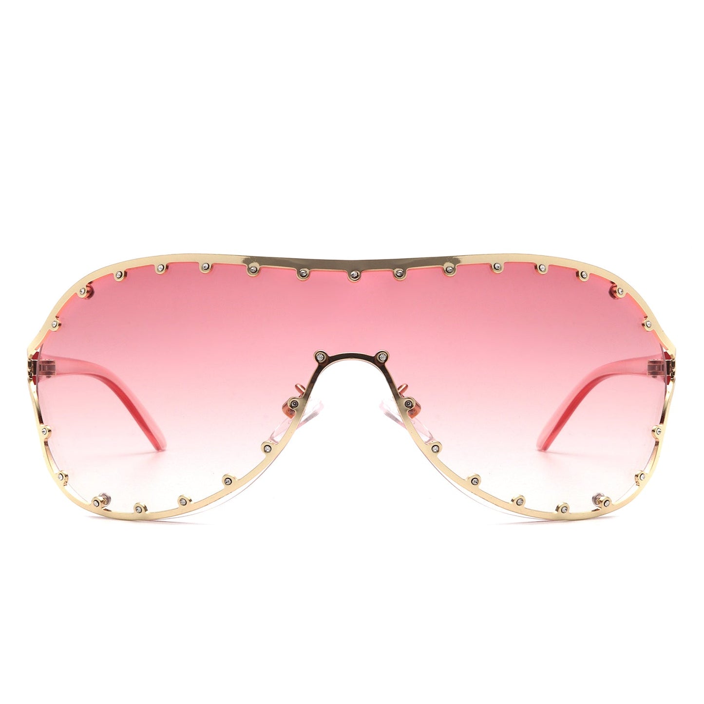 Evanesce - Oversized Aviator Rhinestone Design Sunglasses
