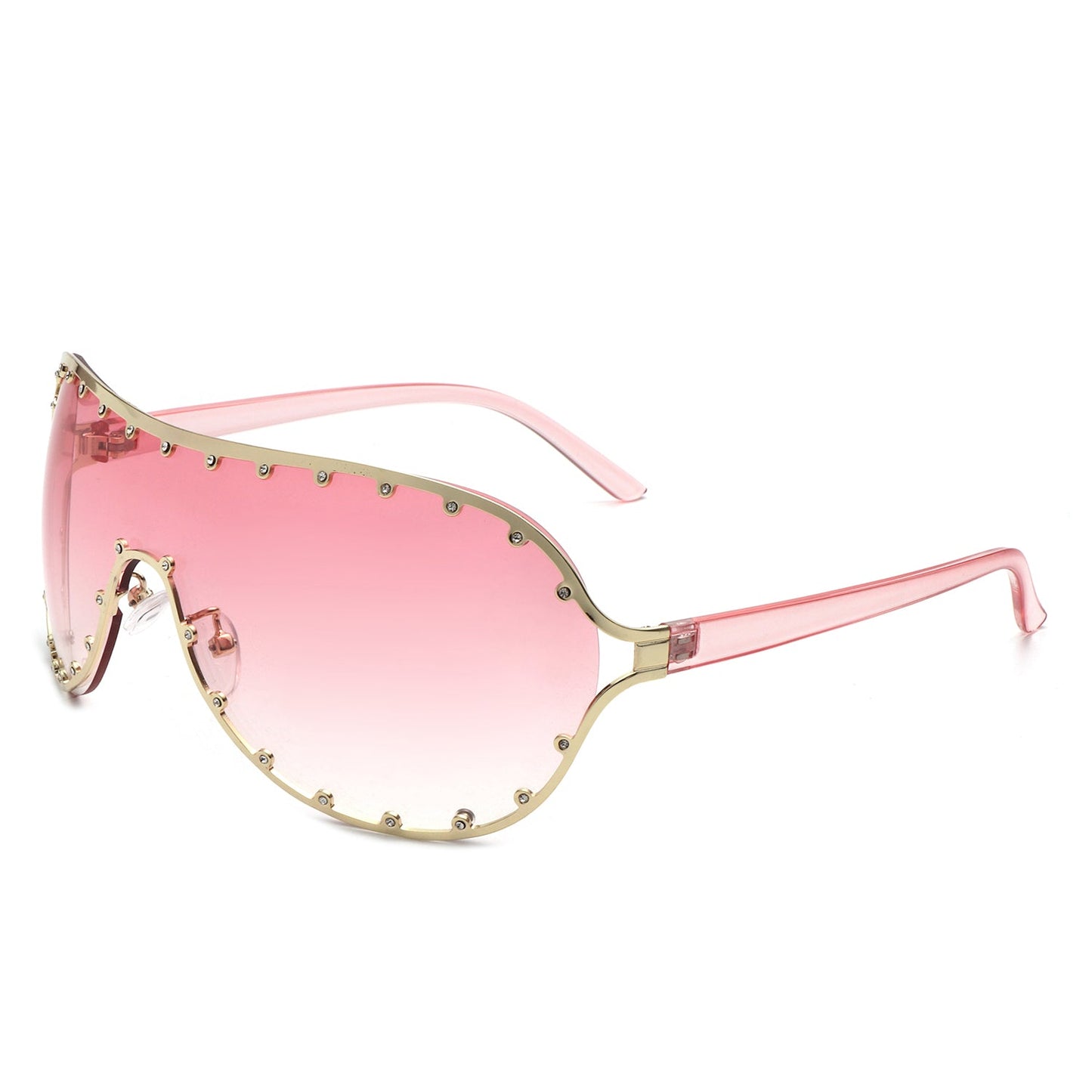 Evanesce - Oversized Aviator Rhinestone Design Sunglasses