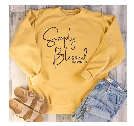 Women's Letter Graphic Cotton Pullover Sweatshirt