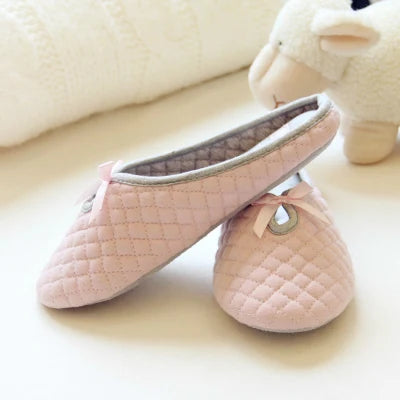 Lovely Bowtie Cozy Winter House Slippers