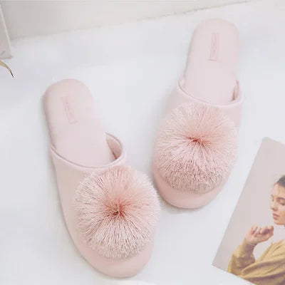 Satin Faux Fur House Slides