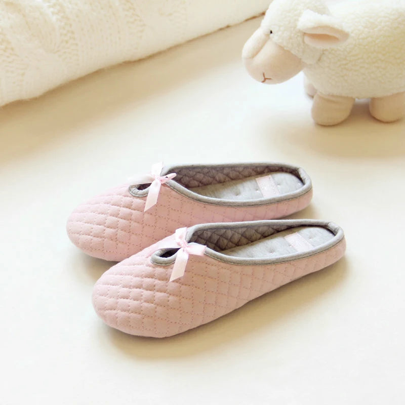 Lovely Bowtie Cozy Winter House Slippers