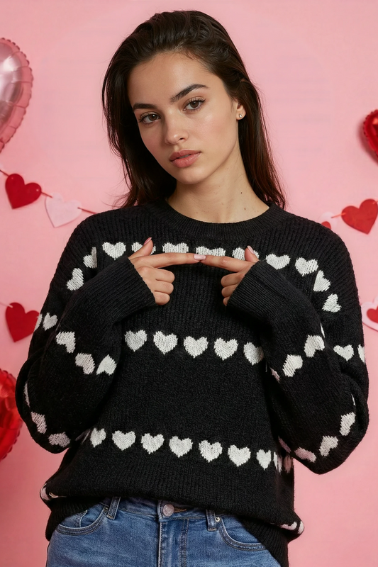 Heart Motif Knit Sweater