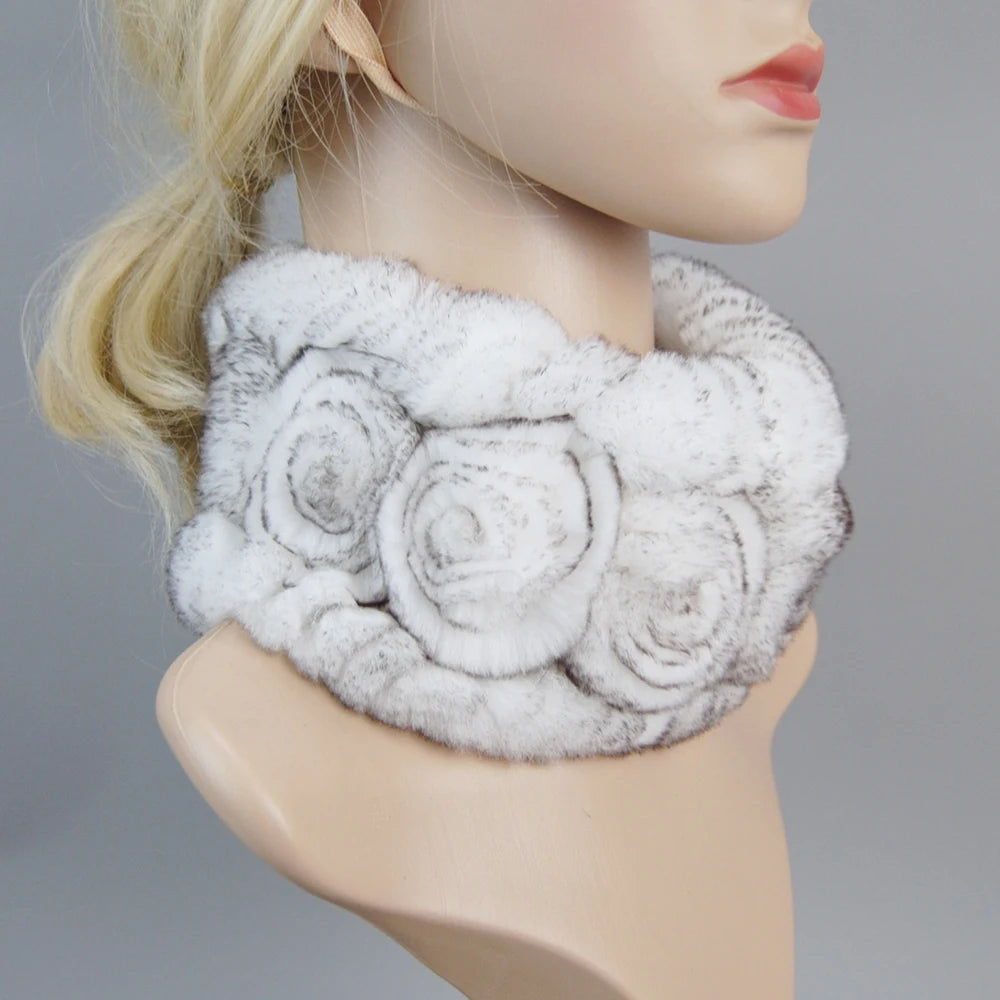 Knit Real Rex Rabbit Fur Hat Scarf Set