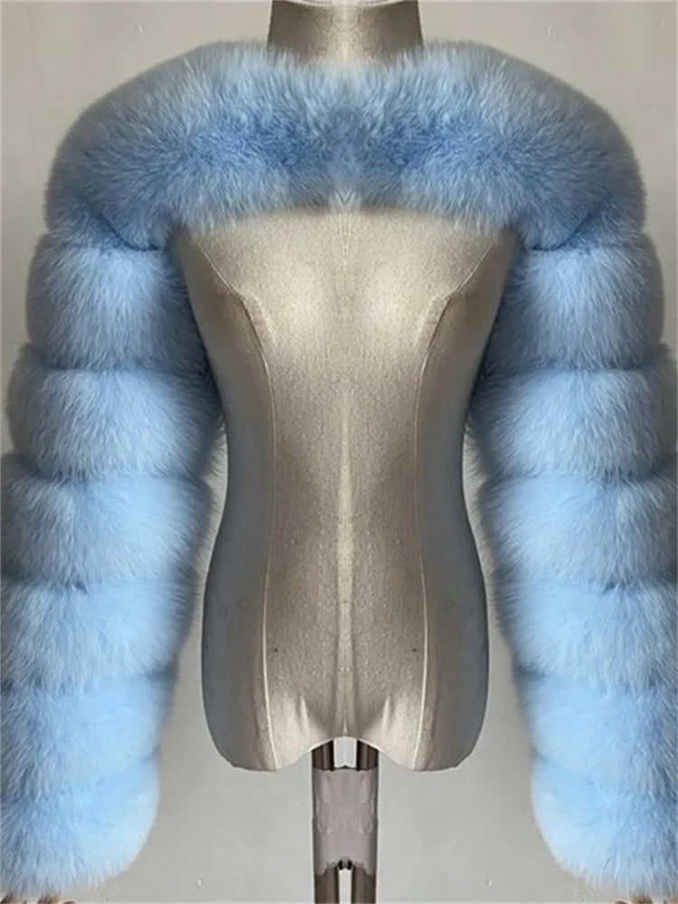 Faux Fur Coats Women Long Sleeve Crop Top