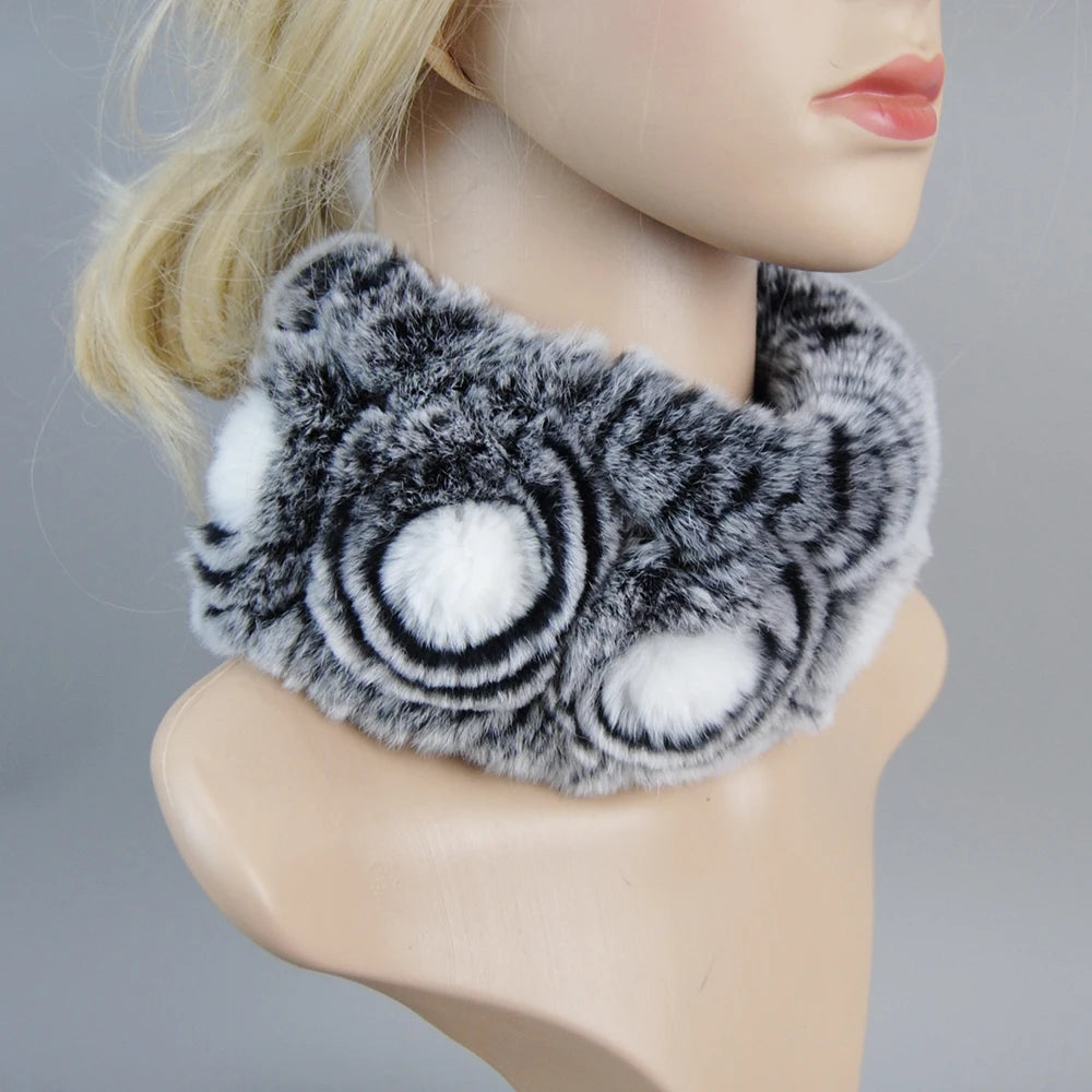Knit Real Rex Rabbit Fur Hat Scarf Set