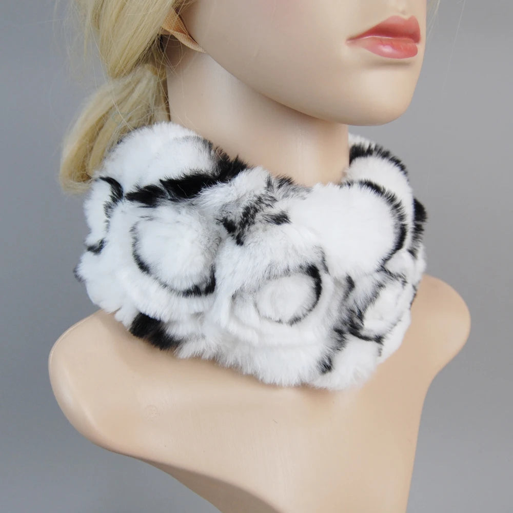 Knit Real Rex Rabbit Fur Hat Scarf Set