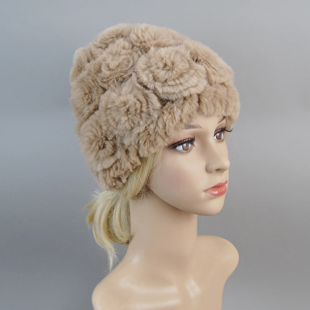 Knit Real Rex Rabbit Fur Hat Scarf Set