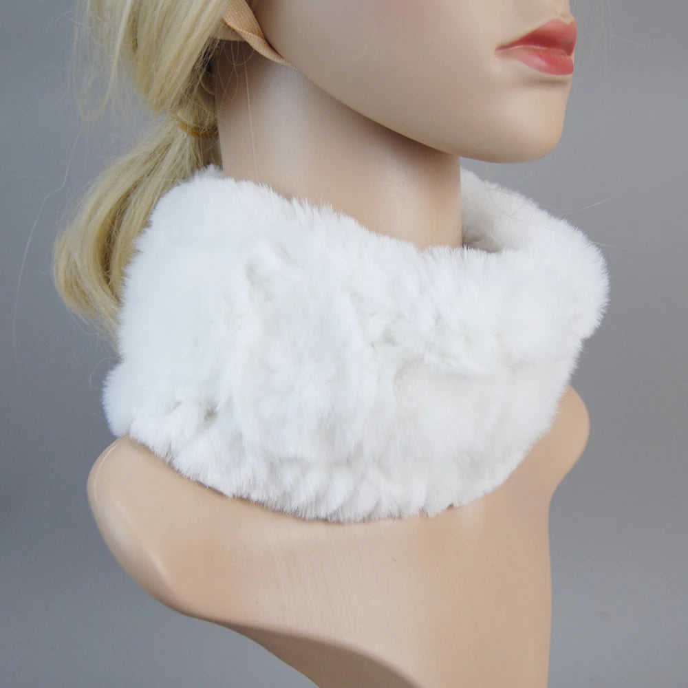 Knit Real Rex Rabbit Fur Hat Scarf Set