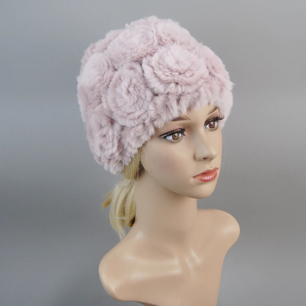 Knit Real Rex Rabbit Fur Hat Scarf Set