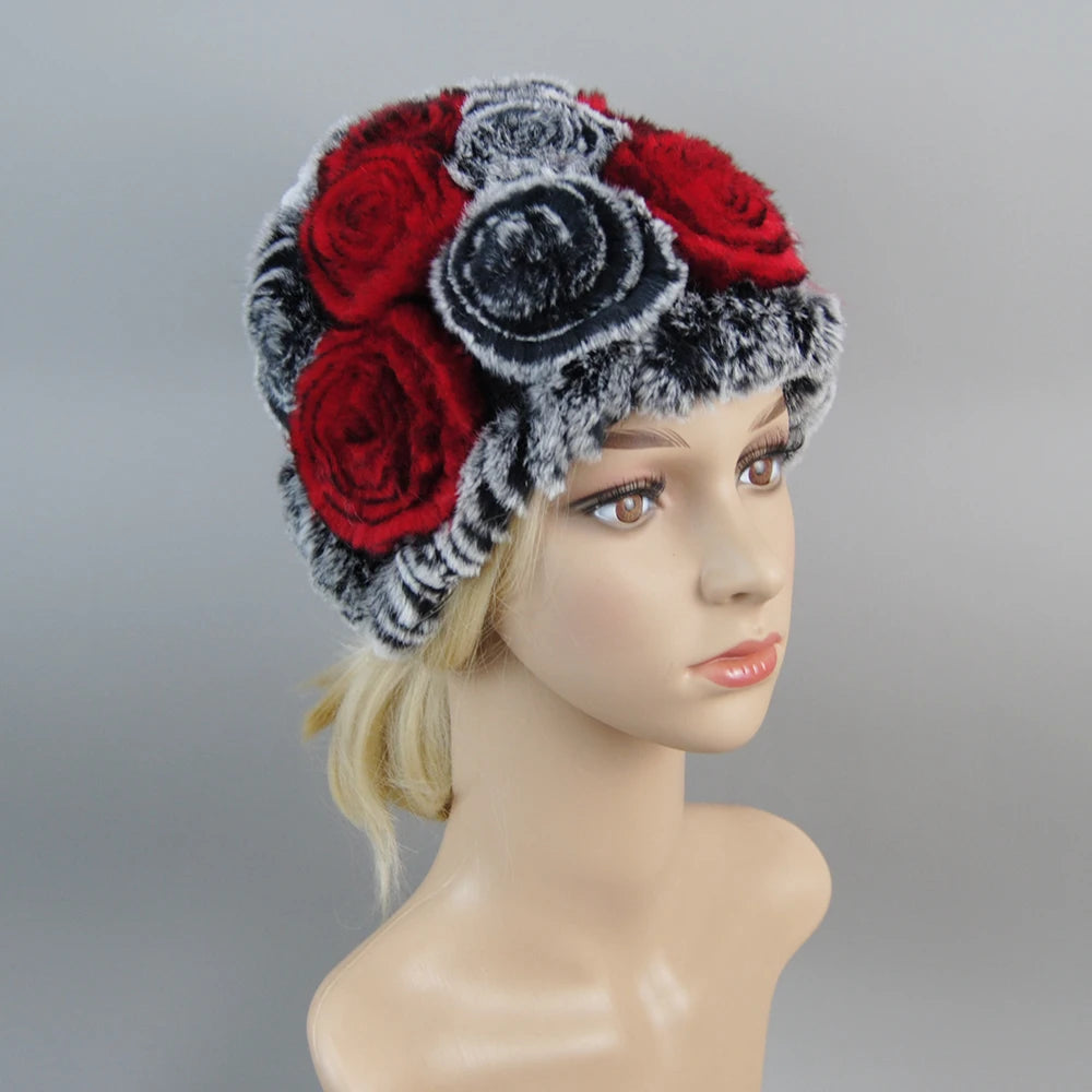 Knit Real Rex Rabbit Fur Hat Scarf Set