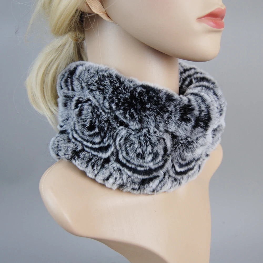 Knit Real Rex Rabbit Fur Hat Scarf Set