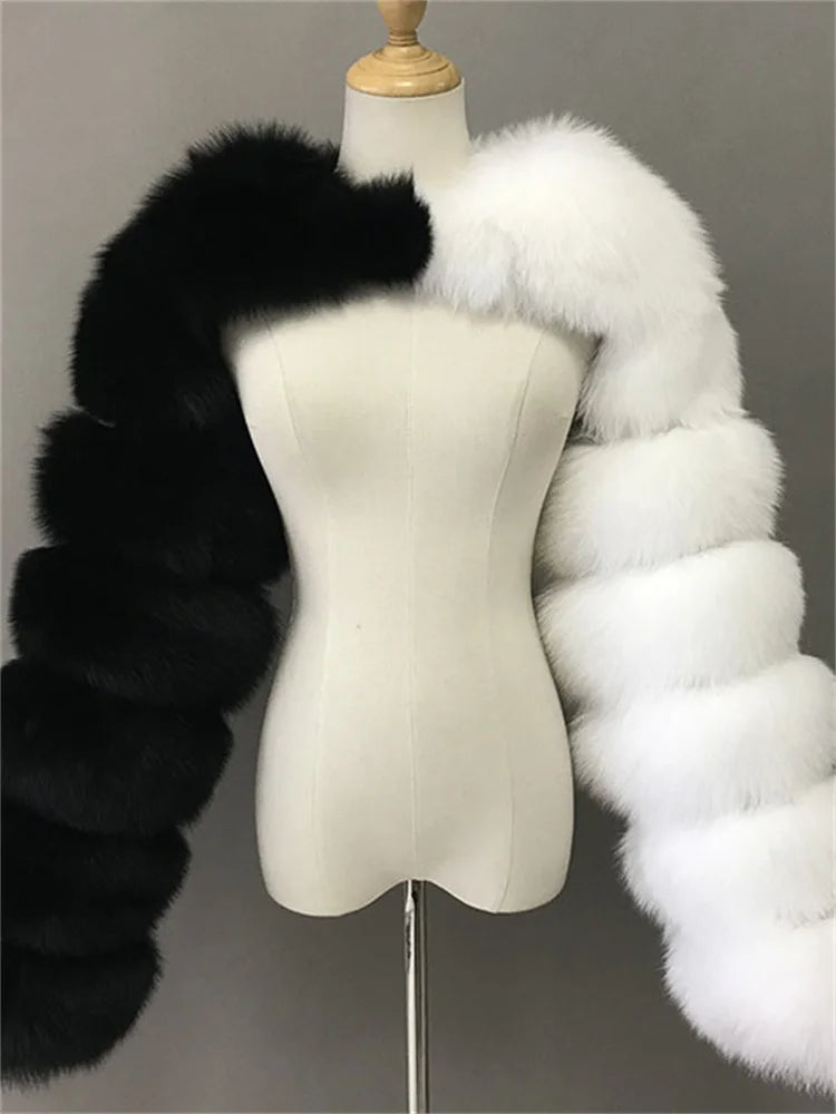 Faux Fur Coats Women Long Sleeve Crop Top
