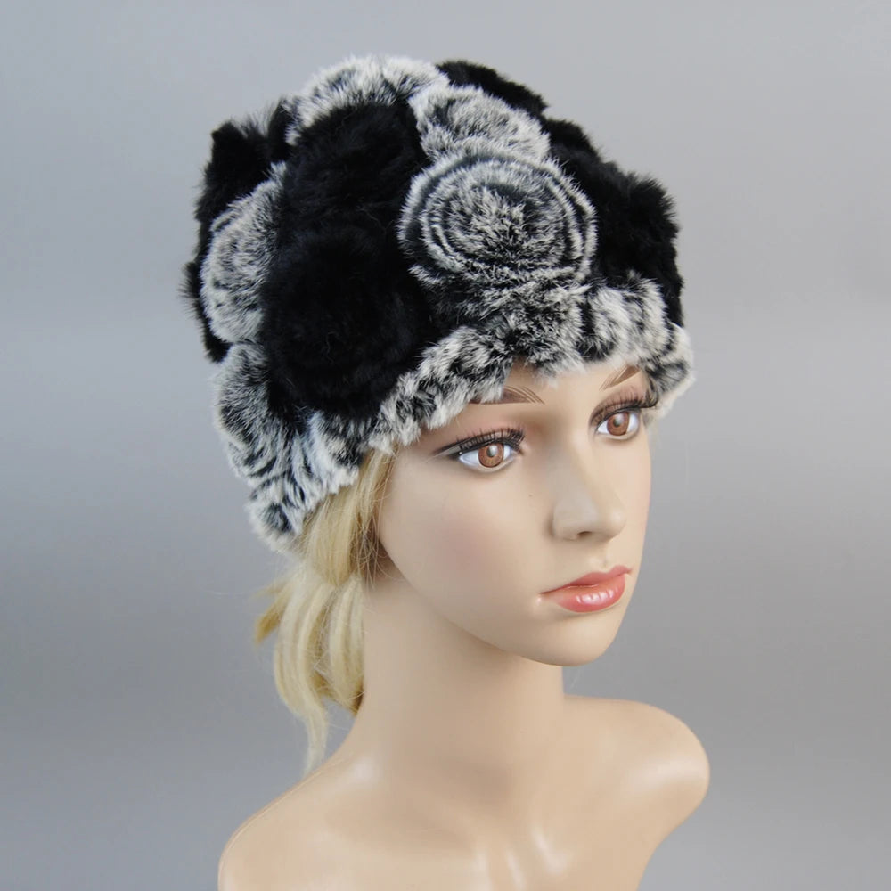 Knit Real Rex Rabbit Fur Hat Scarf Set