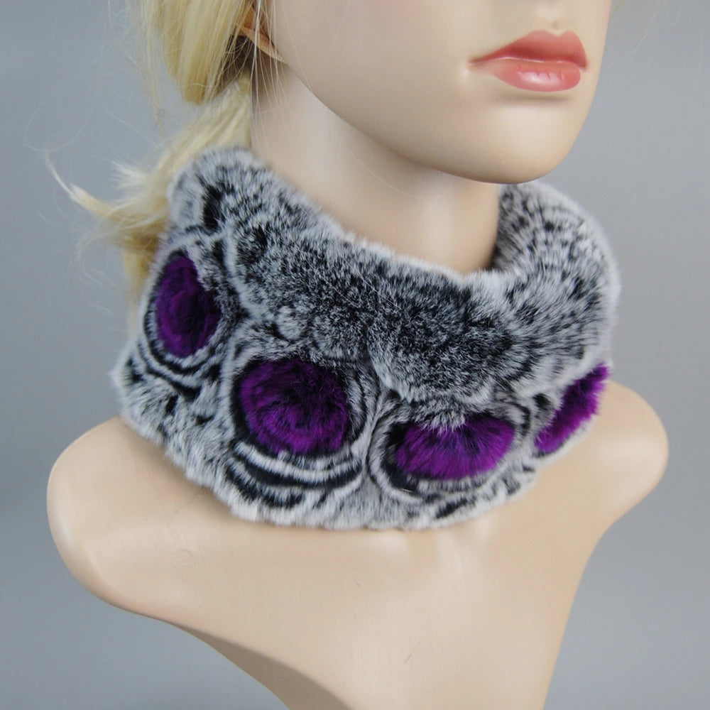 Knit Real Rex Rabbit Fur Hat Scarf Set