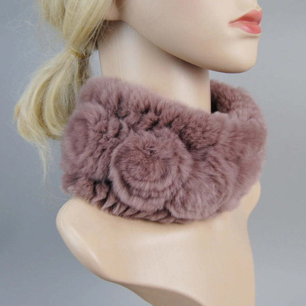 Knit Real Rex Rabbit Fur Hat Scarf Set