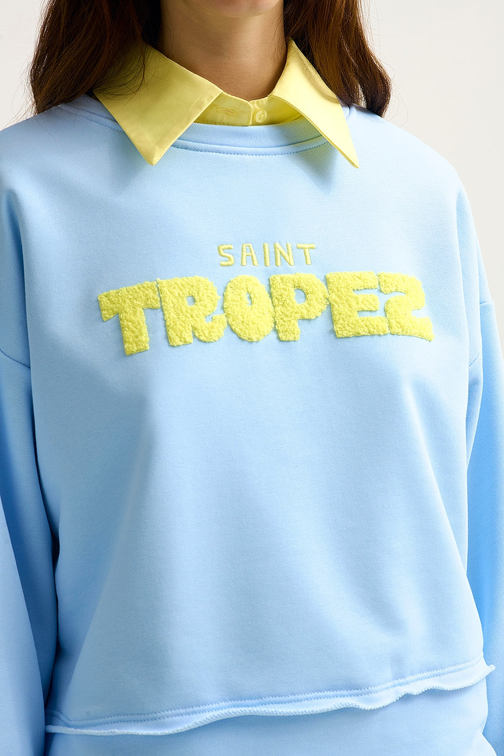 Saint Tropez 3D Embroidered Sweatshirt – Baby Blue