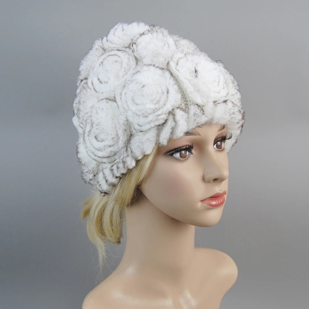 Knit Real Rex Rabbit Fur Hat Scarf Set