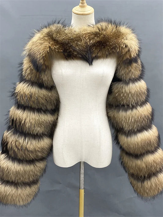 Faux Fur Coats Women Long Sleeve Crop Top