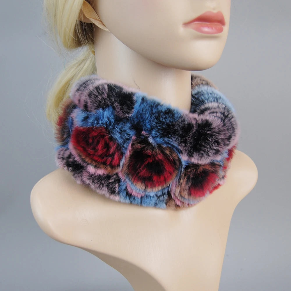 Knit Real Rex Rabbit Fur Hat Scarf Set