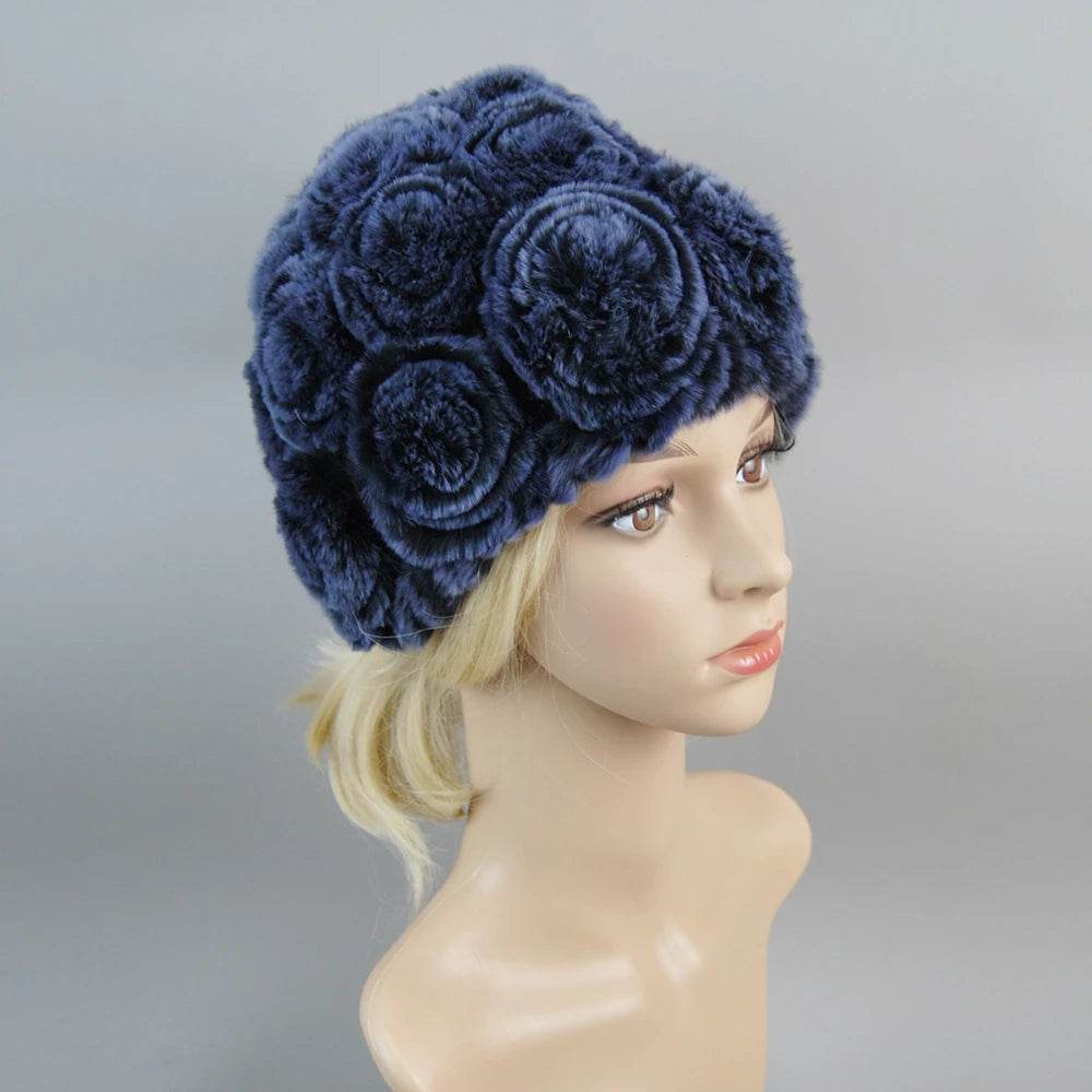 Knit Real Rex Rabbit Fur Hat Scarf Set