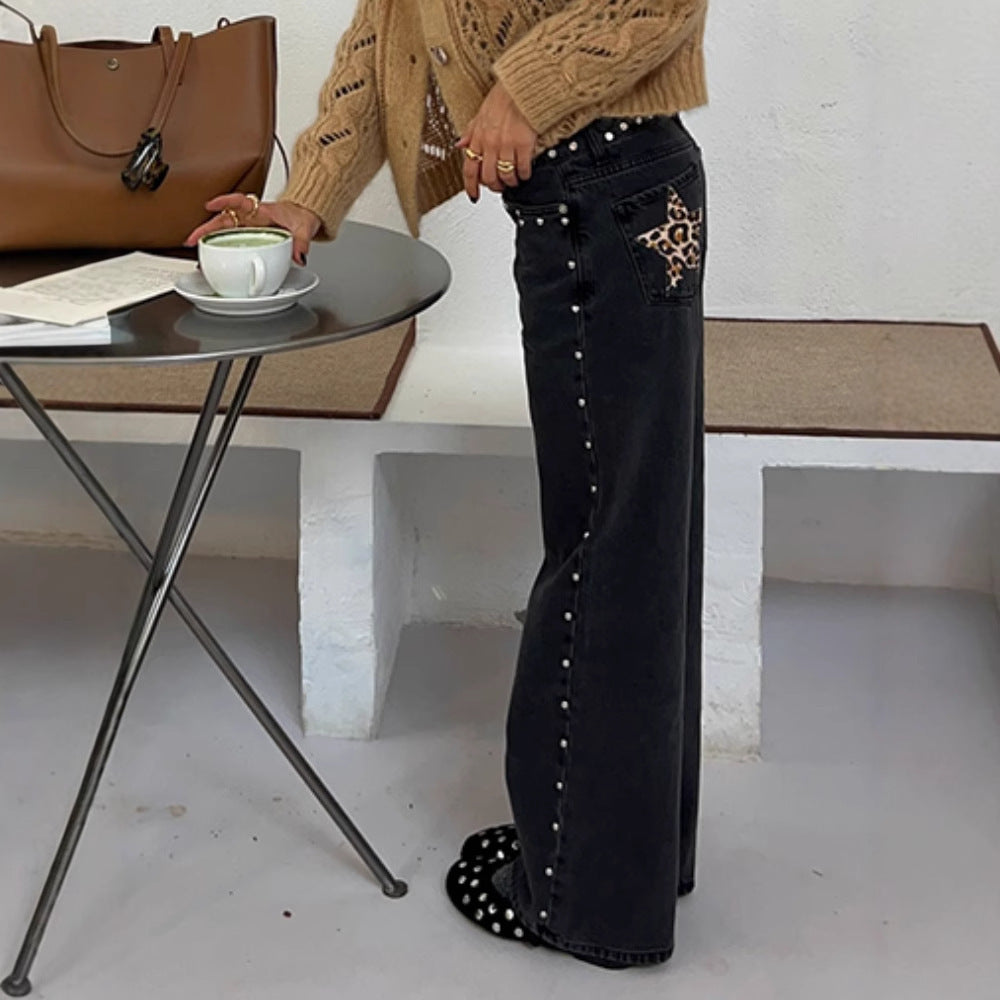 Leopard Star Deconstructed Jeans