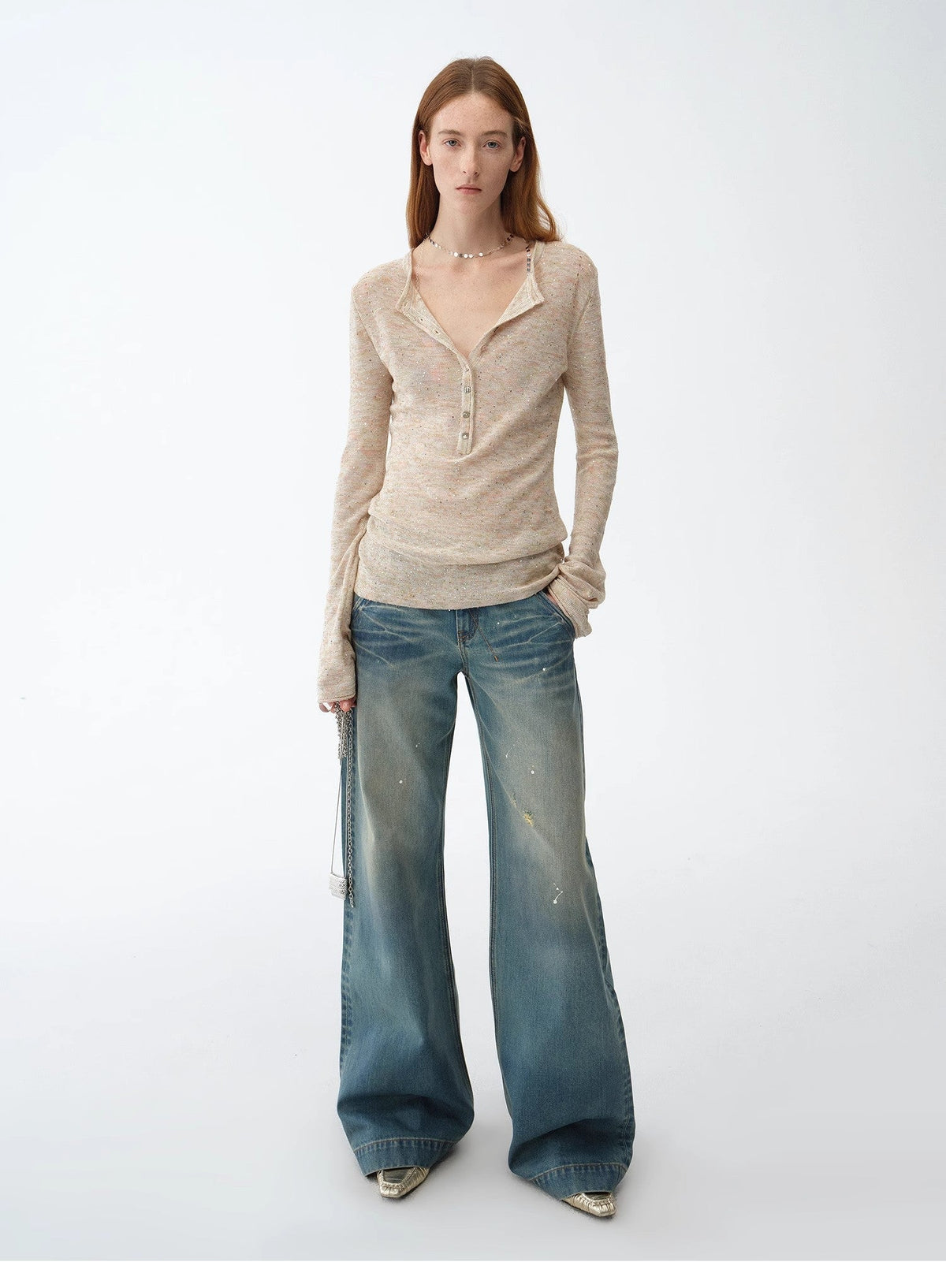 Climber Leather-Coated Distressed Straight-Leg Jeans