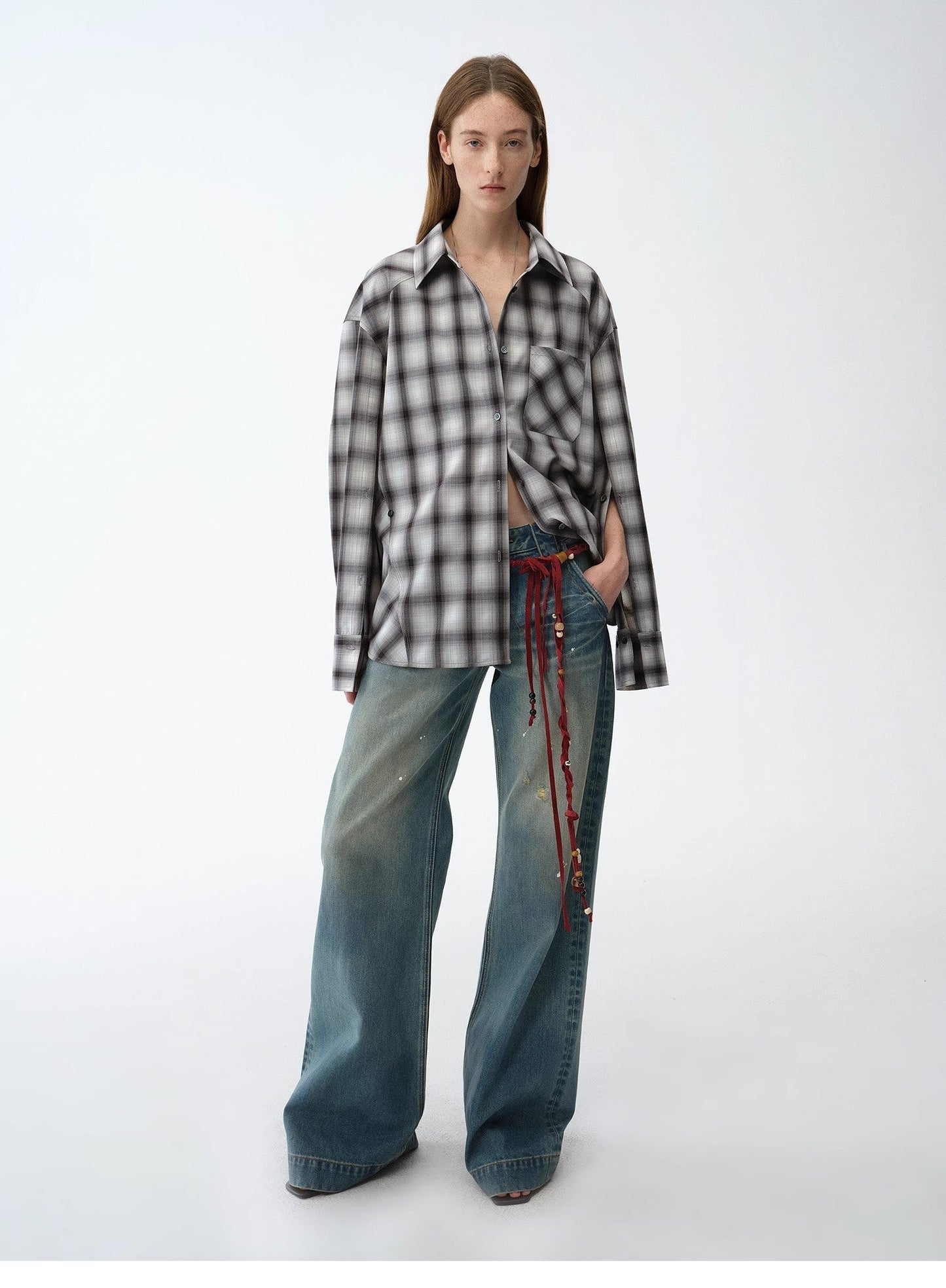 Climber Leather-Coated Distressed Straight-Leg Jeans