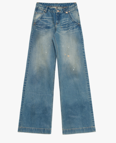 Climber Leather-Coated Distressed Straight-Leg Jeans