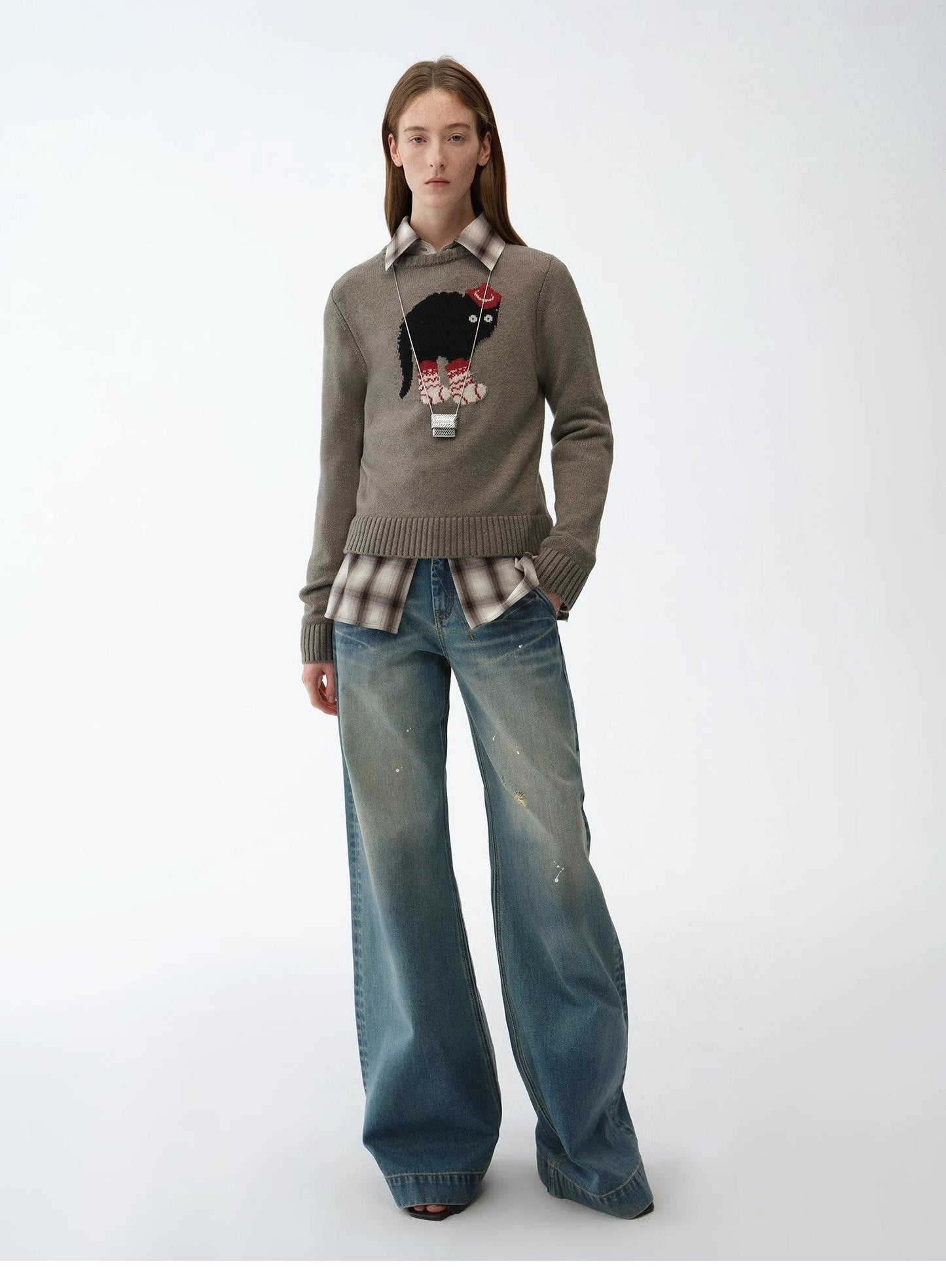 Climber Leather-Coated Distressed Straight-Leg Jeans