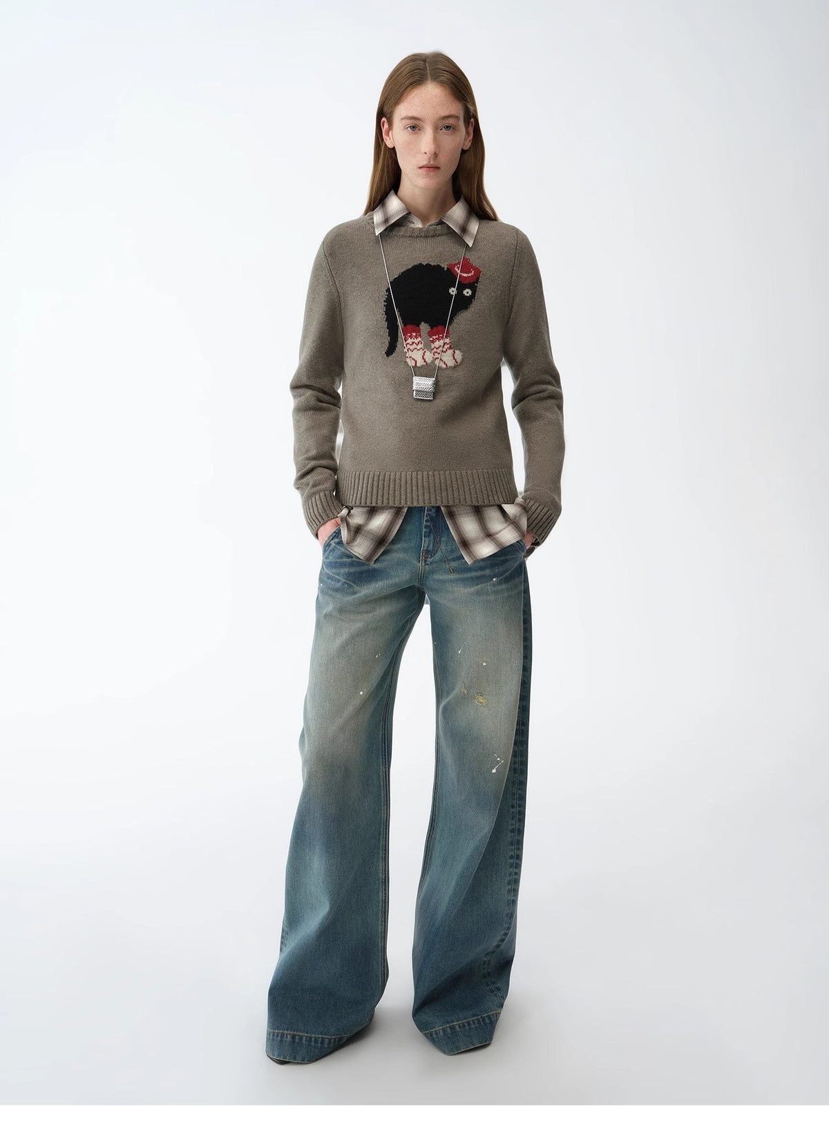 Climber Leather-Coated Distressed Straight-Leg Jeans