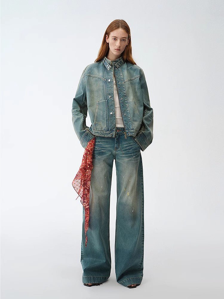 Climber Leather-Coated Distressed Straight-Leg Jeans