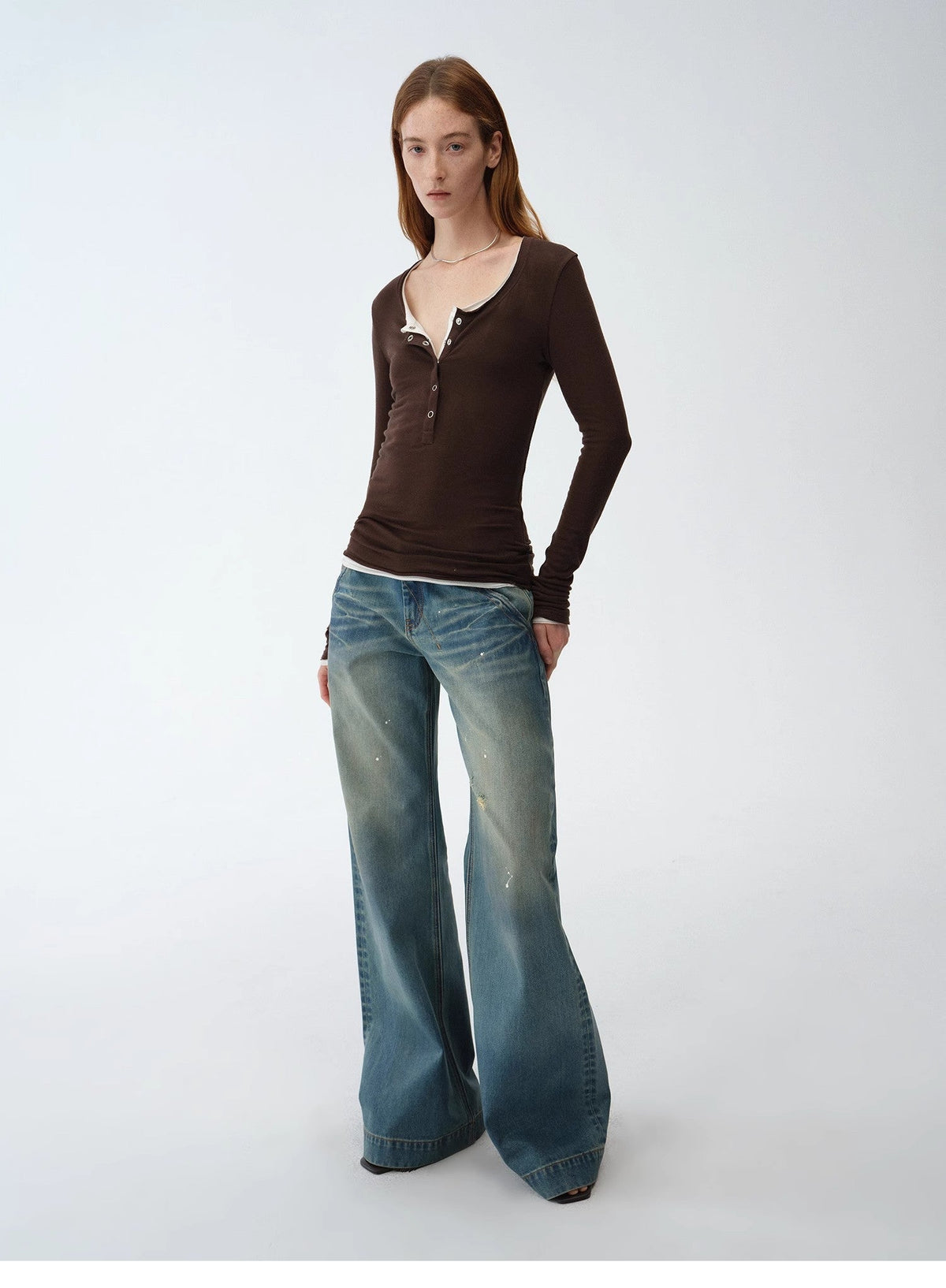 Climber Leather-Coated Distressed Straight-Leg Jeans